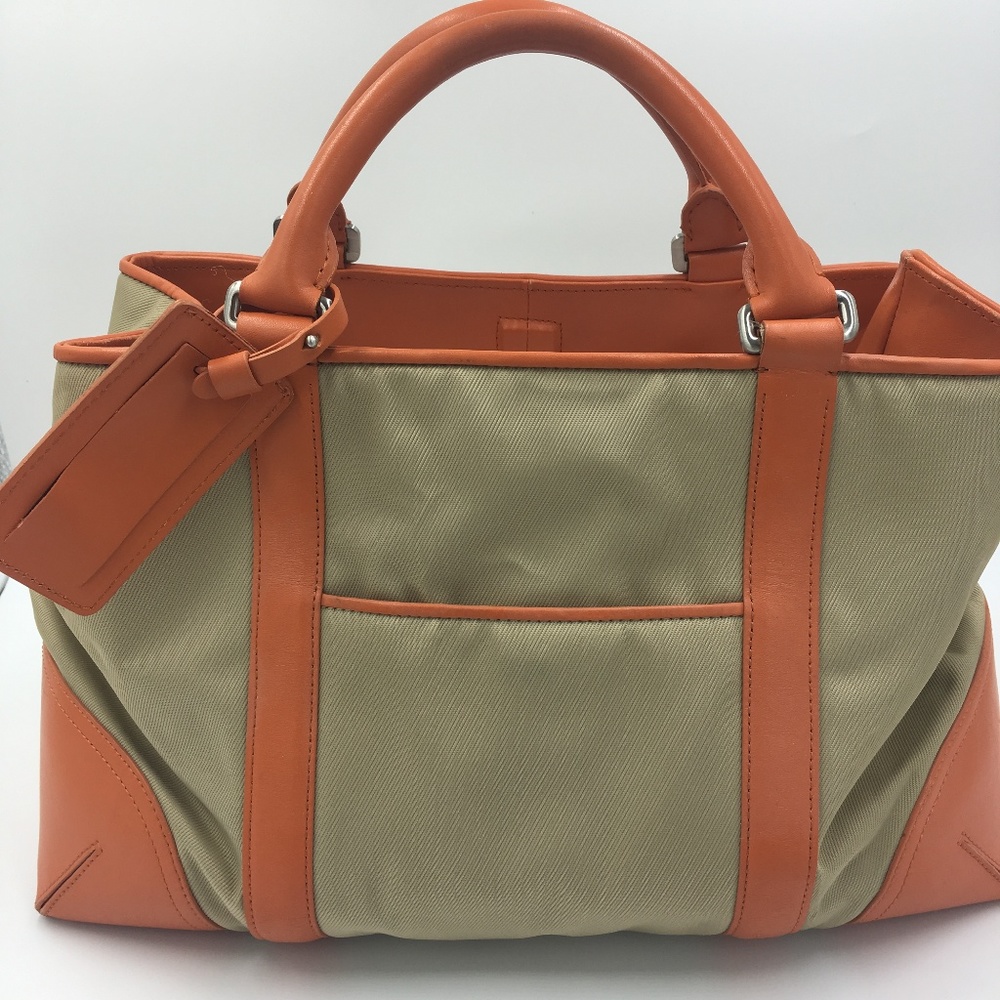 Ann Taylor vegan leather satchel (orange/tan)